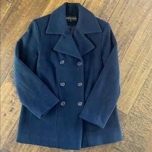 100% Wool Dark Blue Pea Coat Women’s sz Small
